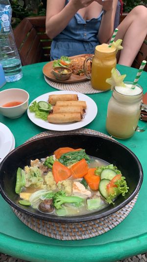 Pineapple juices, spring rolls, etc at Tasty Vegan in Seminyak