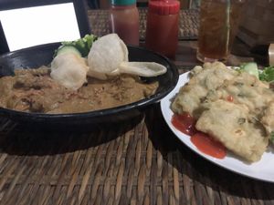 Tempe fritters and gado gado... absolutely fab!! at Tasty Vegan in Seminyak