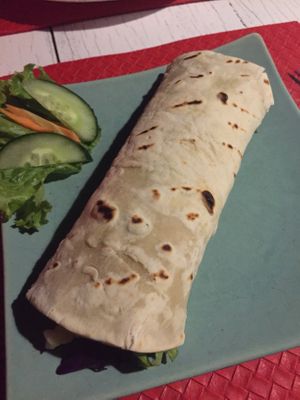 Tortilla with Bolognese filling  at Tasty Vegan in Seminyak