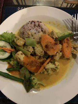 Indonesia curry with tofu and tempee  at Tasty Vegan in Seminyak