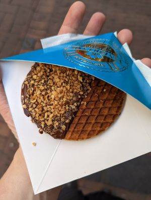 Hazelnut stroopwafel at Van Holland Stroopwafels in Amsterdam