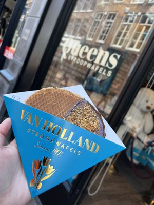 Stroopwafel with Hazelnut Topping   at Van Holland Stroopwafels in Amsterdam