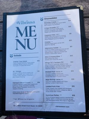 Menu 1  at Vibrissa Beer in Front Royal