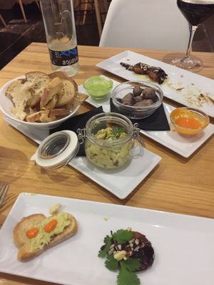 Falafel, Humous and potato starters. Yum!  at Hesperides in Lanzarote