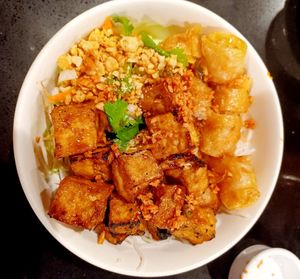 Tofu bowl with rice noodles and veggies 😋 at Young's Café Vietnamese Cuisine in Fort Collins