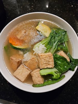Vegan soup with mushrooms at Young's Café Vietnamese Cuisine in Fort Collins