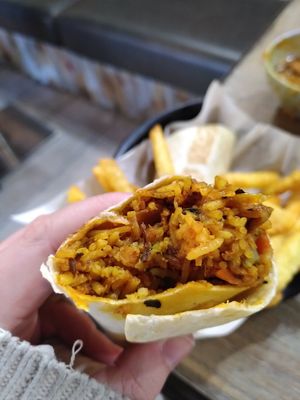 biriyani wrap and massala chips at Dhoom in Dunfermline
