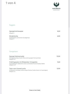 Speisekarte - Saisonal   at Hotel & Restaurant Waldblick in Pulsnitz