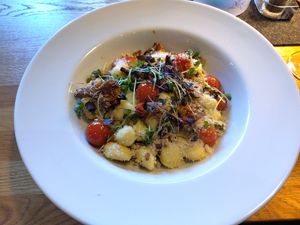 Gnocchi mit Pfifferlingen at Hotel & Restaurant Waldblick in Pulsnitz