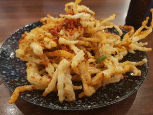 Deep fried salt and chili enoki mushrooms at Chilli Padi in Newcastle Upon Tyne