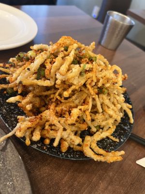 Salt and chilli enoki mushrooms   at Chilli Padi in Newcastle Upon Tyne
