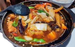 Aubergine and tofu claypot (vg) at Chilli Padi in Newcastle Upon Tyne