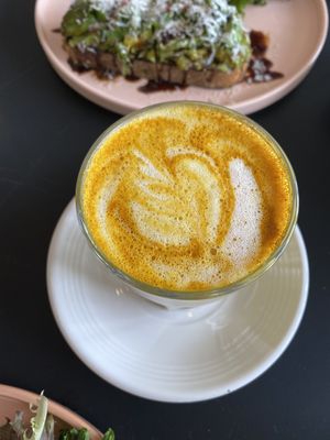 Turmeric latte at Pinkavo Cafe in Langley