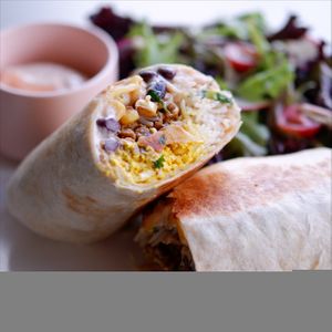 vegan chorizo breaky wrap  at Pinkavo Cafe in Langley