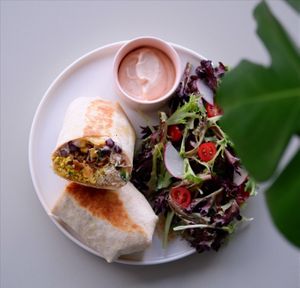 vegan chorizo breaky wrap  at Pinkavo Cafe in Langley