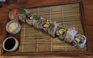 Vegan tempura tofu sushi   at Simply Social in Ubud