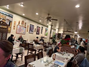 Ethiopian posters and art decorate the place  at Cafe Ethiopia in San Francisco