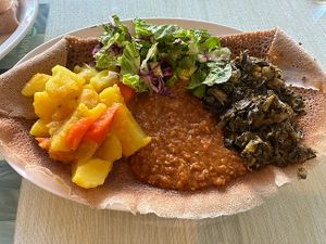 Veggie Combination (vegan) at Cafe Ethiopia in San Francisco