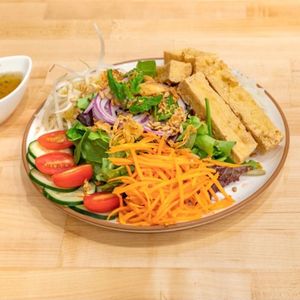 Tofu Bun - Cold noodle salad with tofu. Vegan dressing is available  at Plum in New York City