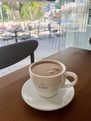 Vegan hot chocolate made with soy milk  at The Fort Cafe Bar in Larnaca