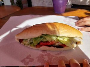 Vegan sandwich with olive paste at Kahvaltıhane in Istanbul
