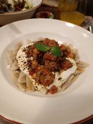 Mantı (Turkish ravioli) at Vegan Dükkan Lokanta - The Eatery in Istanbul