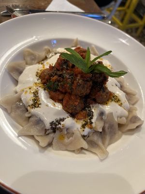 Special Turkish Ravioli! Delicious! 10/10! The sauce was so good! Everything about this dish was perfect.  at Vegan Dükkan Lokanta - The Eatery in Istanbul