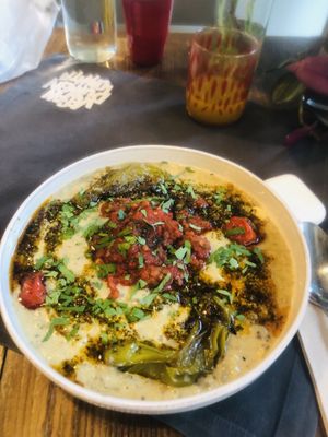 Eggplant with meatballs. Absolutely one of the best vegan dishes I’ve ever eaten. Cheesy, creamy, perfection    at Vegan Dükkan Lokanta - The Eatery in Istanbul