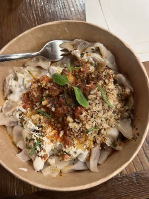 Turkish Ravioli - spicy  at Vegan Dükkan Lokanta - The Eatery in Istanbul