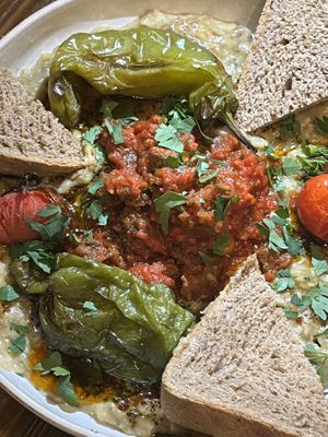 Roasted aubergines and peppers   at Vegan Dükkan Lokanta - The Eatery in Istanbul