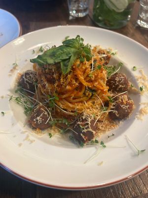 Spaghetti and meatballs  at Vegan Dükkan Lokanta - The Eatery in Istanbul