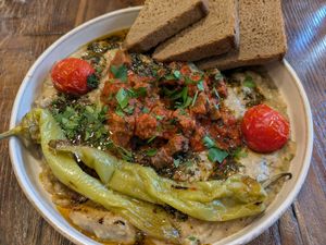 Roasted eggplant - out of this world! at Vegan Dükkan Lokanta - The Eatery in Istanbul