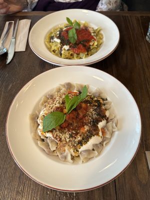 Lentil pasta and ‘meat’ pasta   at Vegan Dükkan Lokanta - The Eatery in Istanbul