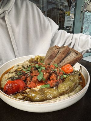 Traditional smoked eggplant   at Vegan Dükkan Lokanta - The Eatery in Istanbul
