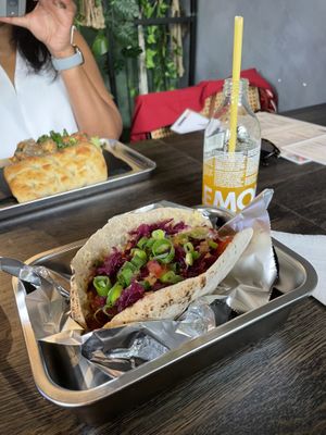 vegan chicken pita - amazing taste, very juicy, fresh veggies 🧡  at G'rilla Kitchen in Rotterdam