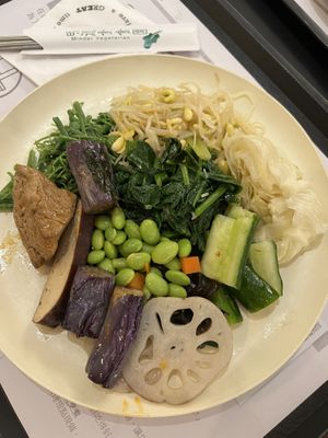 My plate  at Minder Vegetarian 明德素食 - Q Square Mall in Taipei