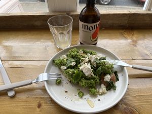 Peas, mint, feta on sourdough   at The Tinker's Granddaughter in Lymington