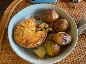 (Partially eaten) ‘Chicken’ Pie Special w/ Potatoes  at The Tinker's Granddaughter in Lymington