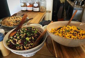 Three of the four freshly made salads   at The Tinker's Granddaughter in Lymington