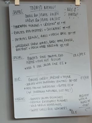 Daily changing specials board at The Tinker's Granddaughter in Lymington