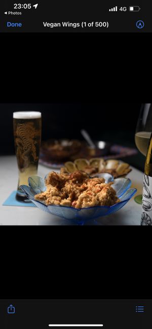Vegan wings (seasoned and battered oyster mushrooms)  at Garage Sale in Phnom Penh
