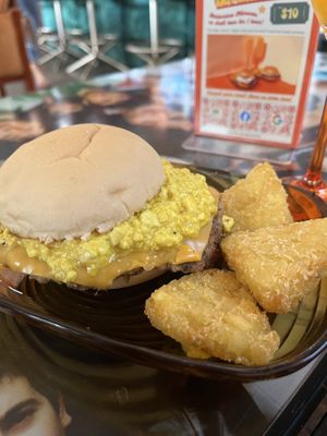 Yummy Saturday brunch burger   at Garage Sale in Phnom Penh