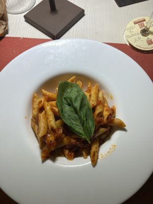 Penne Pomadoro  at Grotta del Brunello in Montalcino