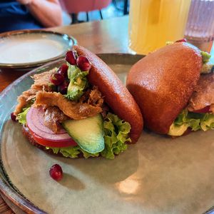 Pulled beef bao buns  at Pink in Warsaw