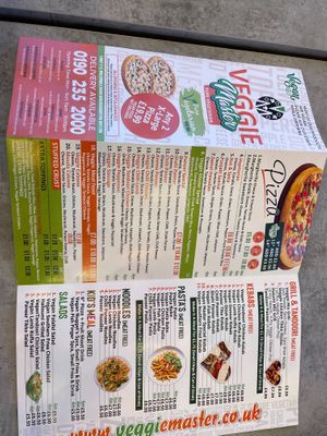Endless amounts of option - everything marked with vegan is SFV and the whole menu is suited for vegetarians and no egg!  at Veggie Master in Wolverhampton