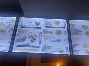 Menu board 3 May 2022  at Veggie Master in Wolverhampton