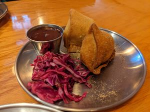 Homemade vegan samosas at Apna Indian Kitchen in Santa Barbara
