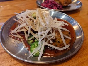 Vegan latke (potato pancake) at Apna Indian Kitchen in Santa Barbara