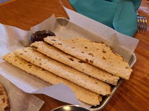 Lentil papadum at Apna Indian Kitchen in Santa Barbara