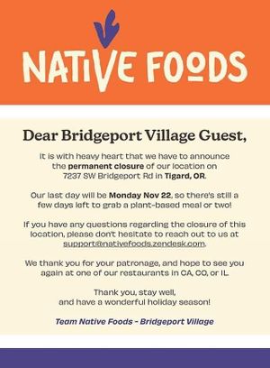 Closed permanently. at Native Foods in Tigard